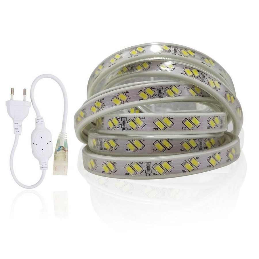 Yongkomo LED-Streifenlicht 5730 Weiß, 8m wasserdicht IP67 mit EU-Stecker für Außenbereich und Dekoration - Bild 3