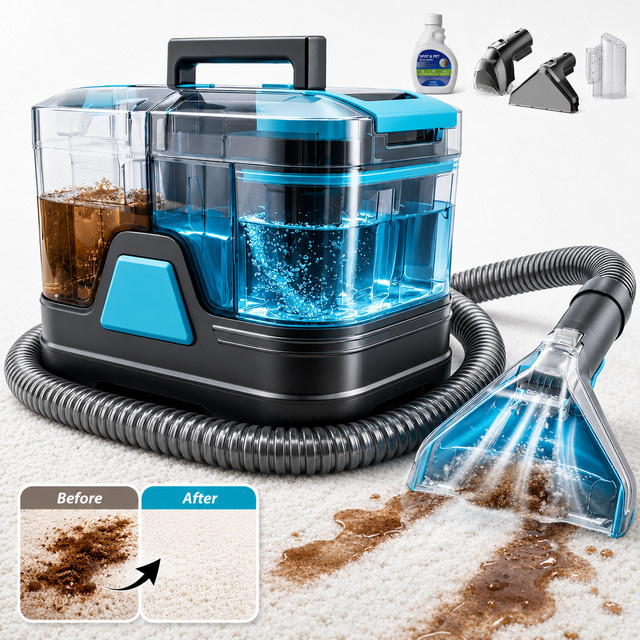 Grenintol C8 Tragbarer Teppichreiniger in Grau mit 25000Pa Saugkraft und 400W Leistung, Polsterreiniger mit 2L Tank für Sofa, Autositze und Tierhaare - Bild 1
