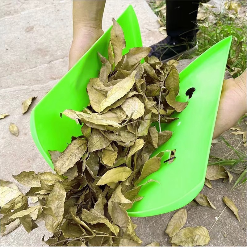Grüner Gartenbau-Kunststoffrechen zum Sammeln von Blättern für die Gartenarbeit - Bild 2