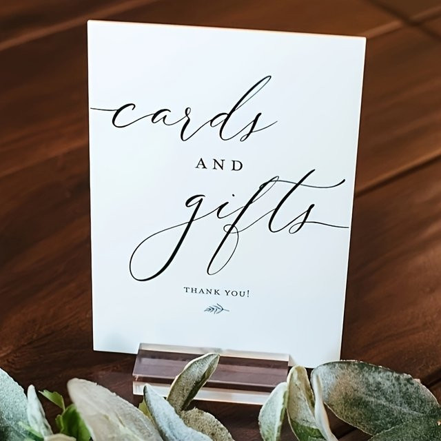 Elegantes Acryl-Hochzeitsschild in Transparent und Weiß für Karten und Geschenke bei Hochzeiten und Partys - Bild 1