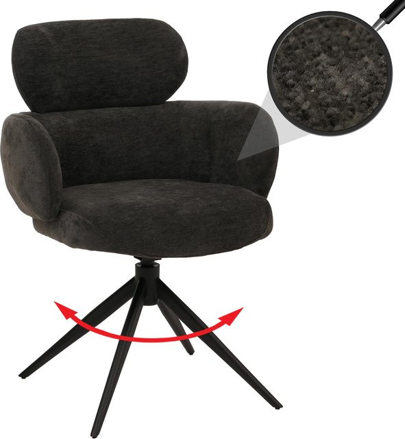 Drehbarer Esszimmerstuhl MCW-O77 in Anthrazit mit Auto-Return Funktion und Chenille Stoff nach Öko-Tex Standard - Bild 3