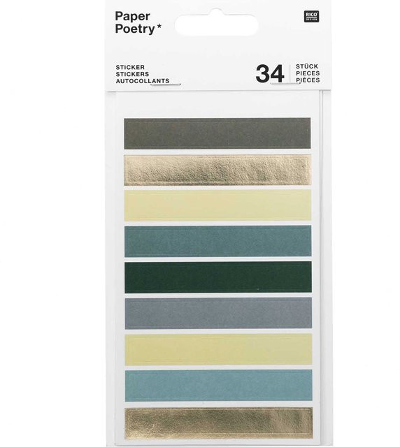 Rico Design Paper Poetry Sticker Punkte und Streifen in Grün, 4 Blatt - Bild 1