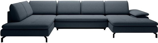 Vente-unique Schlafsofa Archibald in Blau mit L-Form und Schlaffunktion - Bild 1