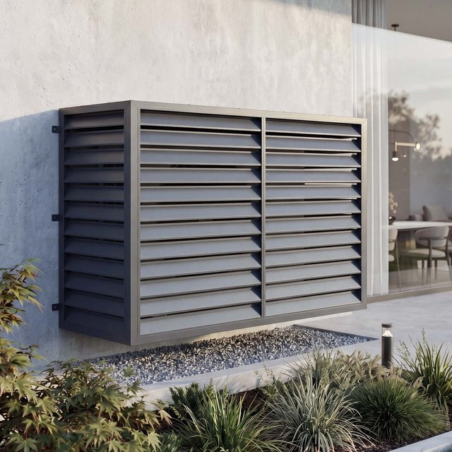 Schutzgitter Verkleidung für Klimaanlage und Wärmetauscher MCW-O43 aus Metall in Anthrazit, B/T/H: 132 x 175 x 75 cm - Bild 1