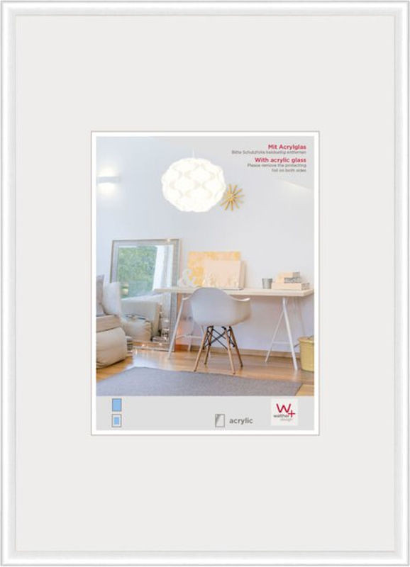 Walther Design New Lifestyle Bilderrahmen mit Kunstglas und Passepartout, Weiß, B: 50 cm, H: 60 cm - Bild 1
