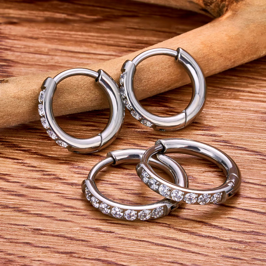 Creolen Titan, Zirkonia, Silber, Damen - Bild 2