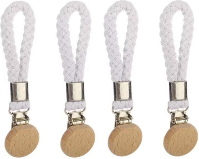 4 Stück Qingling Handtuch Aufhängeclips aus geflochtener Baumwolle in Weiß - Bild 1