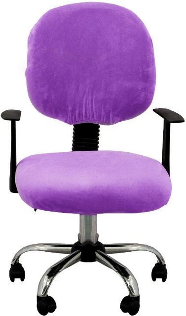 Universelle Samt-Stuhlhussen für Büro- und Computerstühle mit Sitz und Rückenlehne, Lila - Bild 1