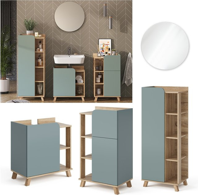 Vicco Badmöbel-Set Karen Sonoma Blau-Grau, 4-teilig - Bild 1