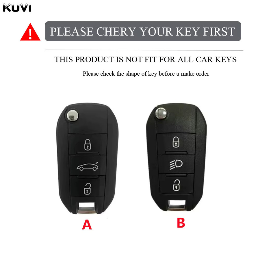 Kuvi TPU Auto Flip Schlüsselhülle für Peugeot und Citroen in Schwarz - Bild 2