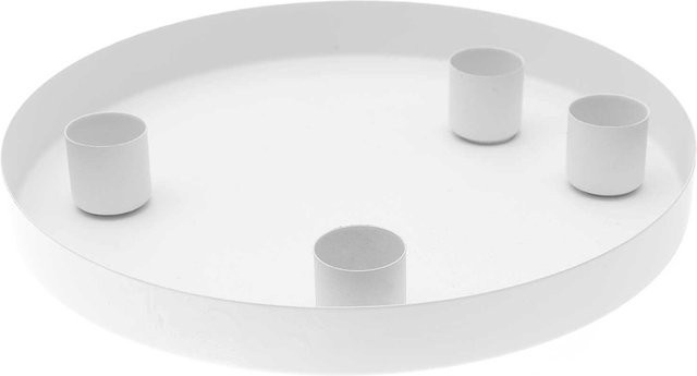 Rico Design Metalltablett Weiß mit 4 magnetischen Kerzenhaltern Durchmesser: 20 cm - Bild 1