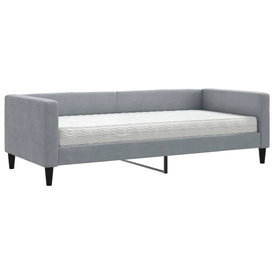 vidaXL Tagesbett mit Matratze in Grau, gepolstert mit Stoff und Schaumstoff, B/T/H: 90 x 200 cm - Bild 2