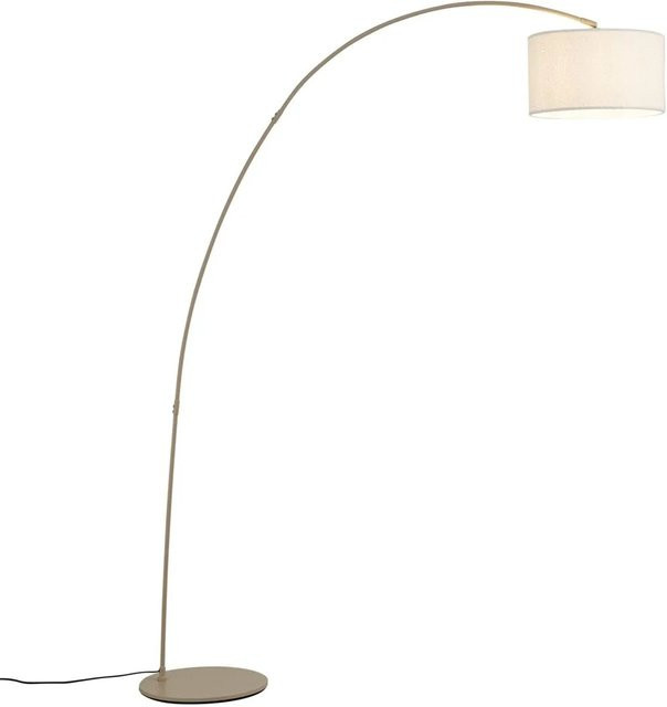 QAZQA Moderne Bogenlampe Vinossa in Beige mit dimmbarem Teddy-Stoff Schirm und LED-Funktion, Höhe: 180 cm - Bild 1