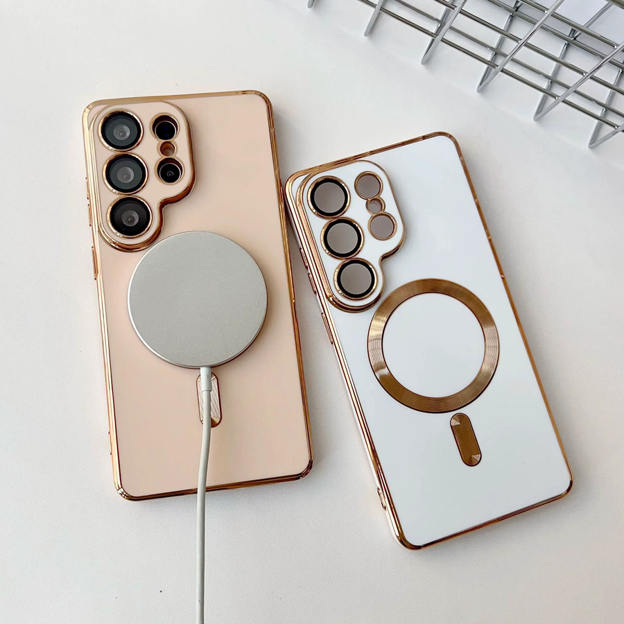 ZEAMAR Magnetische kabellose Ladehülle mit MagSafe-Kameraschutzabdeckung für Samsung S26 S25 S24 S23 S22 Plus Ultra in Pink - Bild 1