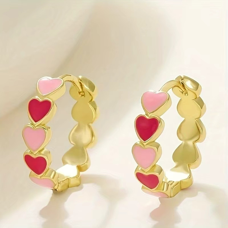 laoloutian Ohrringe Herz, Edelstahl, Gold, Damen - Bild 2