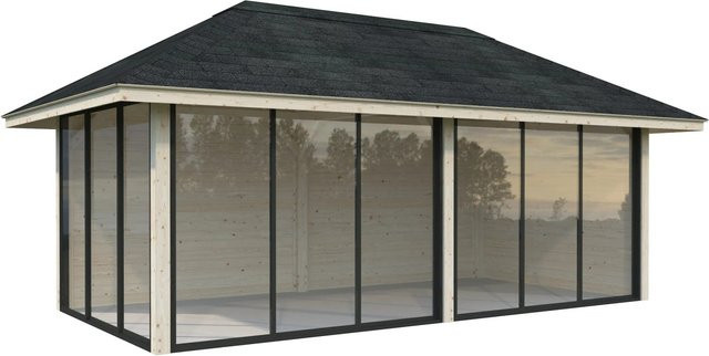 Palmako Pavillon Bianca Set mit Walmdach aus Fichtenholz und transparenter ESG-Verglasung, B/T: 588 x 300 cm - Bild 1