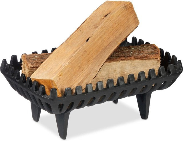 Relaxdays Kaminrost aus Gusseisen in Schwarz mit Standfüßen, B/T/H: 37 x 15 x 26 cm - Bild 1