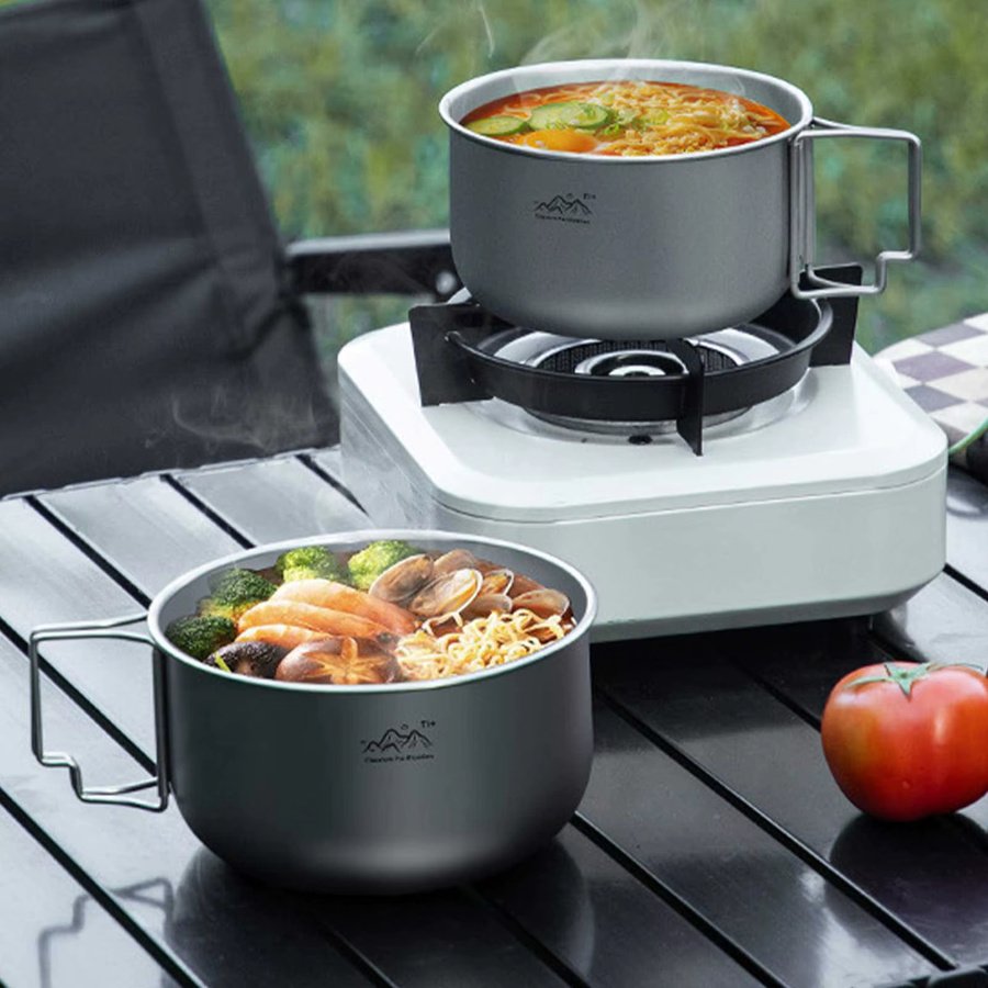 APWIKOGER Titan-Campingtopf Ultraleicht Tragbares Faltgeschirr mit abnehmbarem Griff für Outdoor Wandern Camping Kochen Trekking Picknick - Bild 4