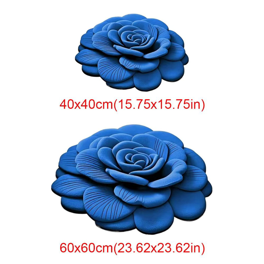 Rutschfeste und saugfähige Blumenteppich Bodenmatte mit Pfingstrosen-Design in Blau, B/B: 40 x 40 cm oder 60 x 60 cm - Bild 3
