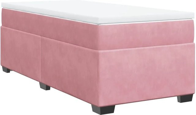 vidaXL Boxspringbett mit Matratze aus Samt in Rosa, B/T/H: 90 x 190 x 46 cm - Bild 1