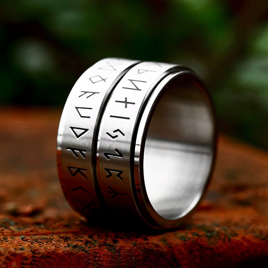 NORTHMAN Ring, Doppel Viking Runen, Edelstahl, Silber, Unisex - Bild 3