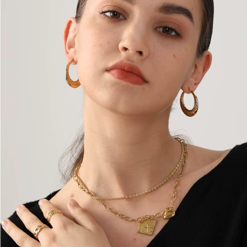 LUXUSTEEL Creolen Edelstahl, Gold, Damen - Bild 2