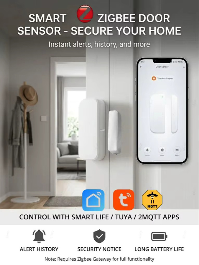Tuya Zigbee Tür- und Fenstersensor Alarm Set in Weiß für Smart Home Sicherheit mit Alexa und Google Home Unterstützung - Bild 4