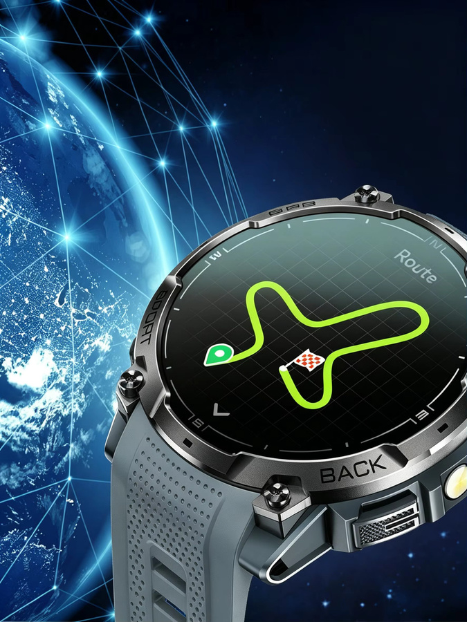 Yaocx GPS Sport-Smartwatch in Grau mit AMOLED HD-Display, Bluetooth-Anruffunktion, Kompass, Taschenlampe und Gesundheitsüberwachung, 3ATM wasserdicht - Bild 6