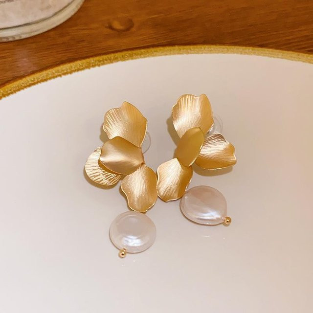 YIRAN Hängeohrringe, Kupfer Gold, Perle, Zirkonia, Damen - Bild 1