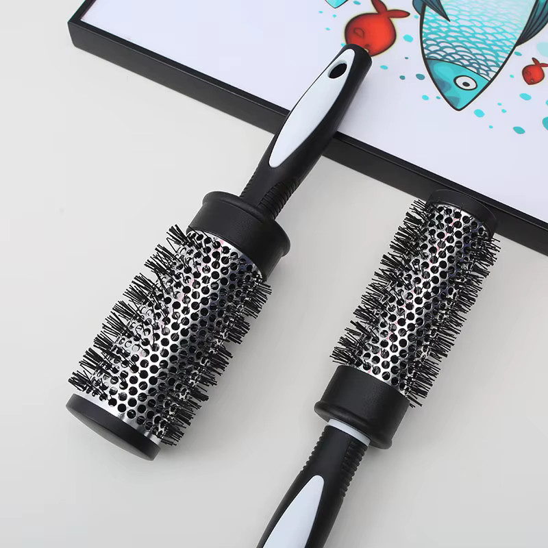Runder Lockenstab mit Nylonbürste und Aluminiumrohr, Schwarz, Unisex - Bild 5