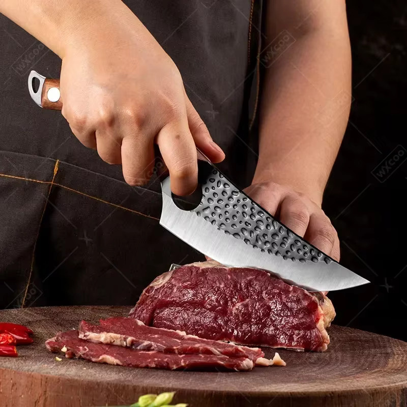 WXCOO Ausbeinmesser Japanisches Profi-Kochmesser aus Silber mit Holzgriff und Schutzhülle - Bild 3