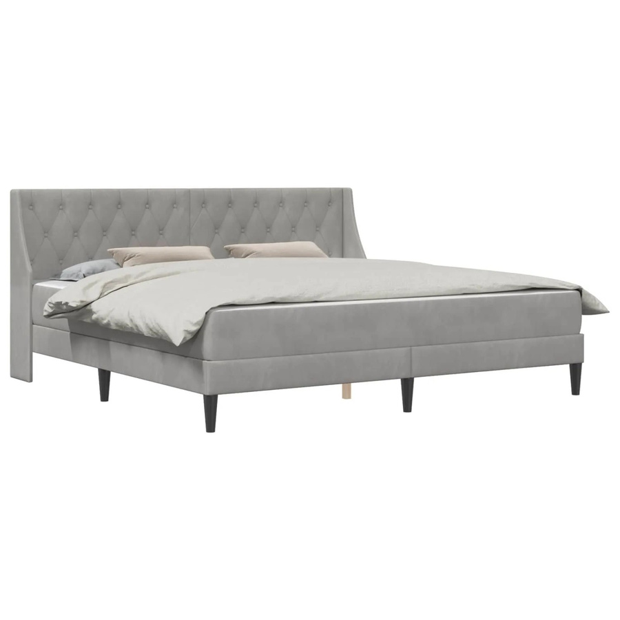 vidaXL Bettgestell mit Matratze aus Samt in Hellgrau, 2-teiliges Set, B/T/H: 200 x 200 x 204 cm - Bild 2