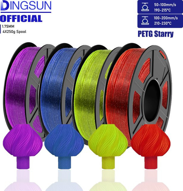 DINGSUN Sternenhimmel PETG-Filament für FDM-3D-Drucker, transparent, Durchmesser: 1,75 mm - Bild 1