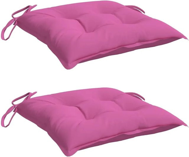 vidaXL Stuhlkissen Set 2 Stück Rosa, quadratisch, wasserabweisend und UV-beständig, B/T/H: 40 x 40 x 7 cm - Bild 1