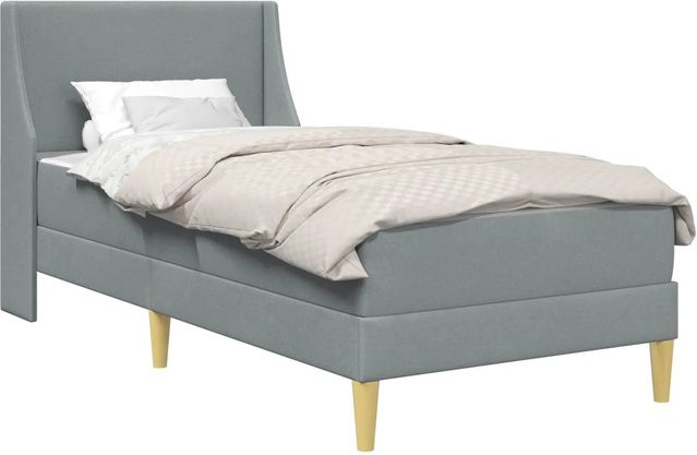 vidaXL Bettgestell mit Matratze in Hellgrau, Polsterbett aus Stoff mit Schaumstoff, B/T/H: 100 x 200 x 104 cm - Bild 1