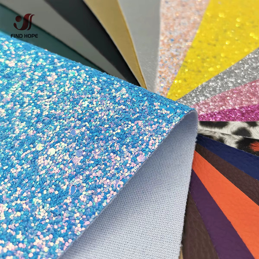 30 Stück Findohope Chunky Glitter Kunstleder in Leopardenmuster, buntes PU-Material für DIY-Projekte wie Haarschleifen und Ohrringe - Bild 3