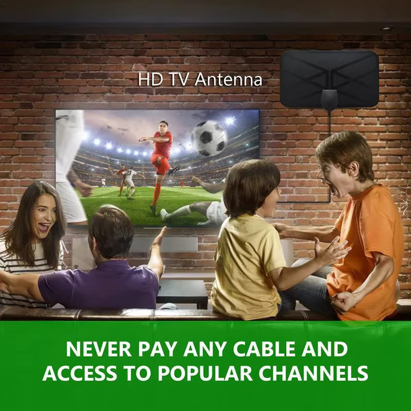 YUNYINMING Digitale TV-Antenne für den Innenbereich in Schwarz, Terrestrische Mini-HDTV-Antenne für DV-B T2 - Bild 4