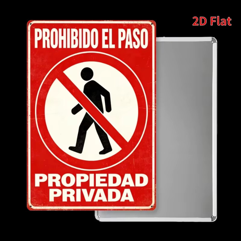 Spanisches Verbotsschild PROHIBIDO EL PASO von CIFBUY aus Metall in Rot, B: 19,8 cm, H: 30,0 cm - Bild 3