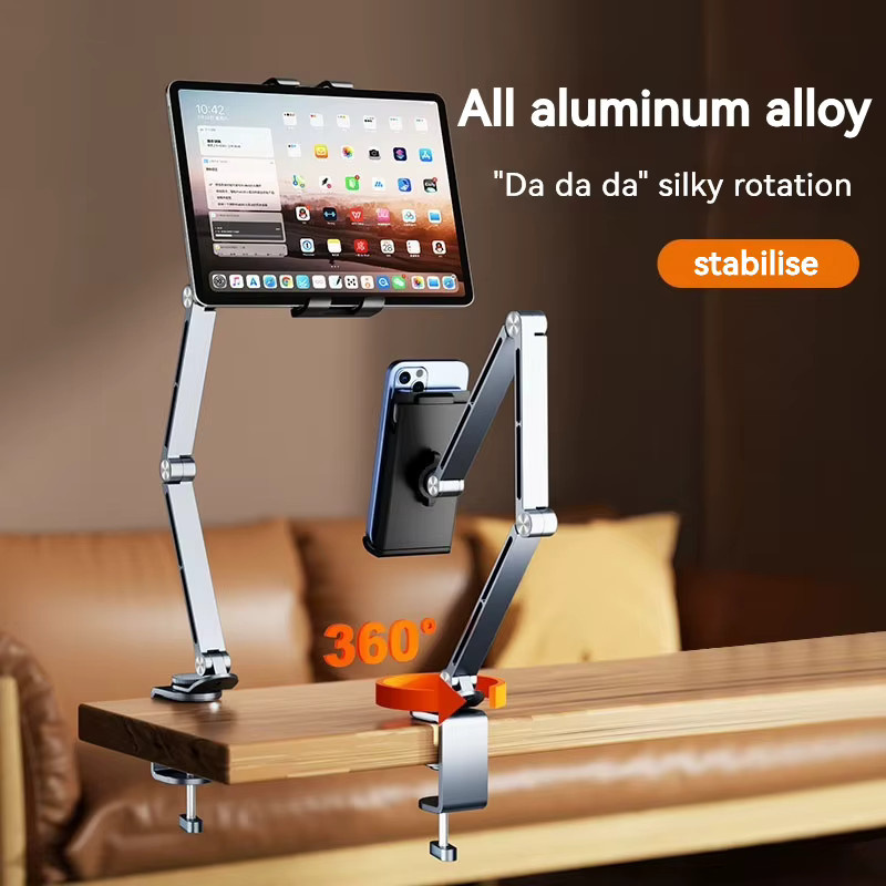 ifew Desktop Halterung aus Aluminium Legierung für Smartphone und Tablet, drehbarer Cantilever-Ständer in Silber - Bild 2