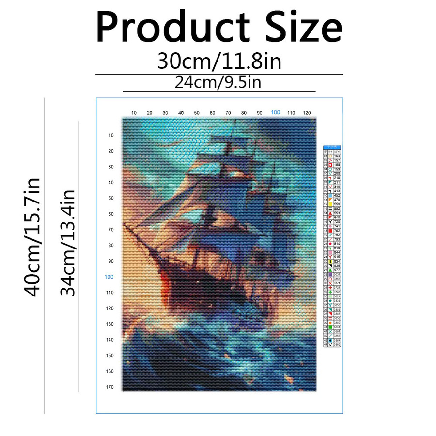 Evershine Kreuzstich-Set mit maritimem Segelboot-Motiv, bedruckte Leinwand in Multicolour, B/H: 30 x 40 cm - Bild 2