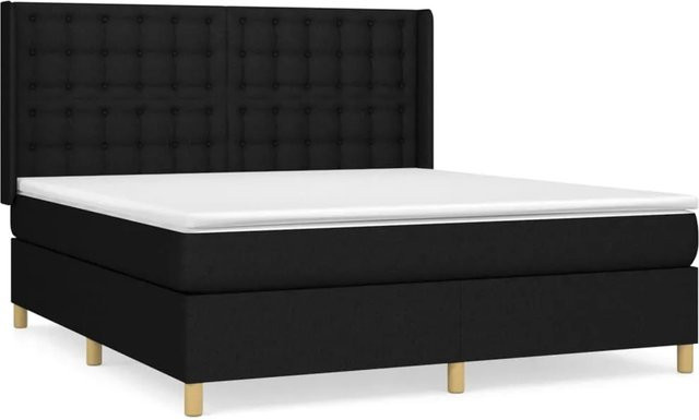 vidaXL Boxspringbett mit Matratze Hybrid-Design in Schwarz aus Stoff, B/T/H: 160 x 200 x 128 cm - Bild 1
