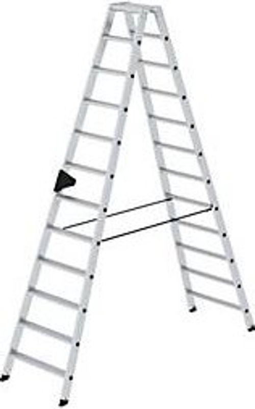 MUNK Aluminium-Stufenstehleiter beidseitig begehbar, 2 x 12 Stufen, Silber, Höhe: 279 cm, Tragkraft 150 kg - Bild 2