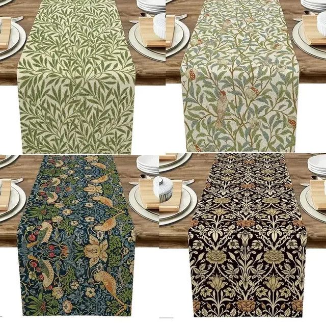 William Morris Tischläufer mit Vintage-Blumenmuster zur Dekoration deines Esstisches - Bild 1
