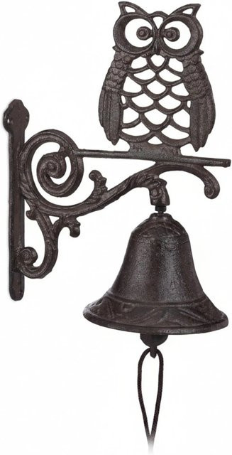 Relaxdays Türglocke aus Gusseisen mit Eule in Antik, B/H/T: 26,5 x 19 x 11 cm - Bild 1