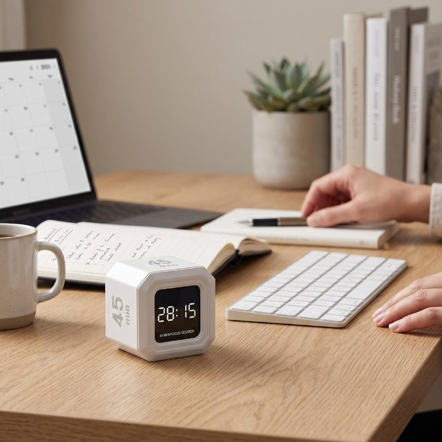 KONNWEI Visueller Timer in Weiß, Leiser Automatischer Timer Wiederaufladbar für Lernen, Küche und Fitness - Bild 1