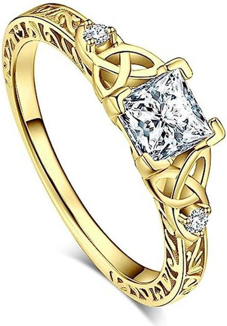 Huitan Mode Ringe, Goldfarbe, Kupfer, Kristall, Zirkonia, Damen - Bild 1
