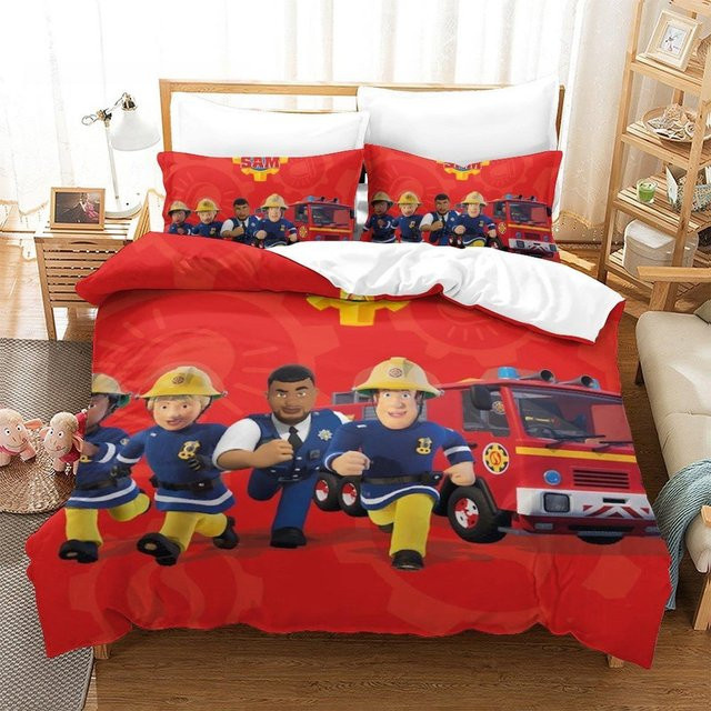 Feuerwehrmann Sam Bettwäsche Set mit 3D-Druck, rot, B/H: 135 x 200 cm - Bild 1