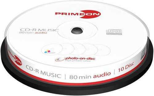 Primeon CD-R Audio Rohling White, 10er Spindel, bedruckbar - Bild 1