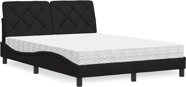 vidaXL Bett mit Matratze in Schwarz und Weiß aus Stoff und Polsterrahmen B/T/H: 140 x 200 x 145 cm - Bild 1