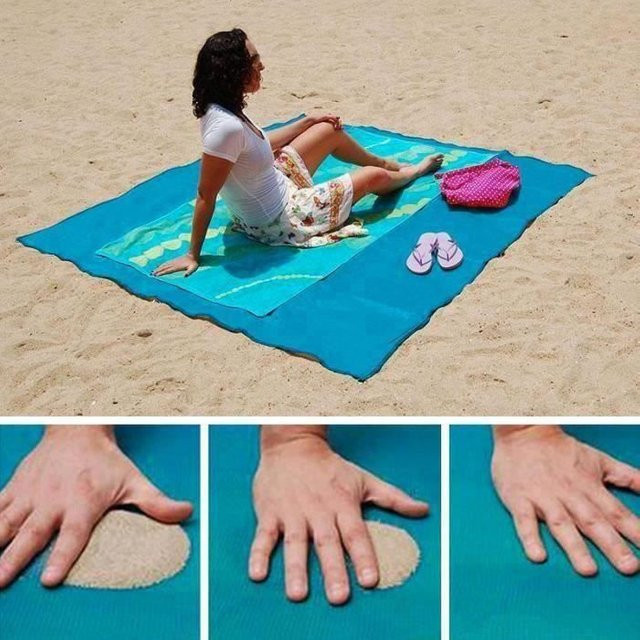 Sandfreies Strandtuch GOTOTOP in Blau, B/B: 200 x 150 cm - Bild 1